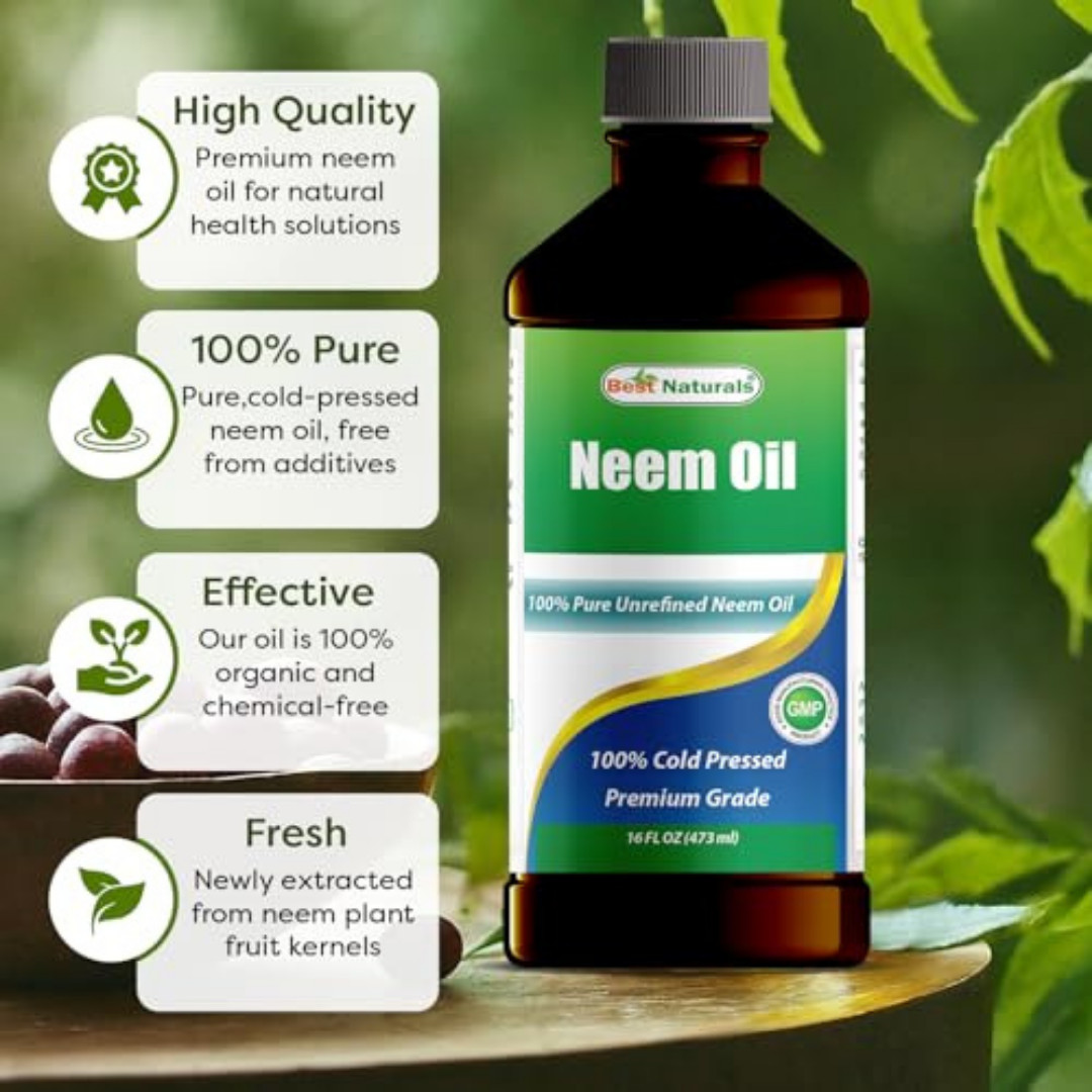 100% Pure Neem Oil, 100% Cold Pressed and Unrefined – 16 OZ (1 Bottle)