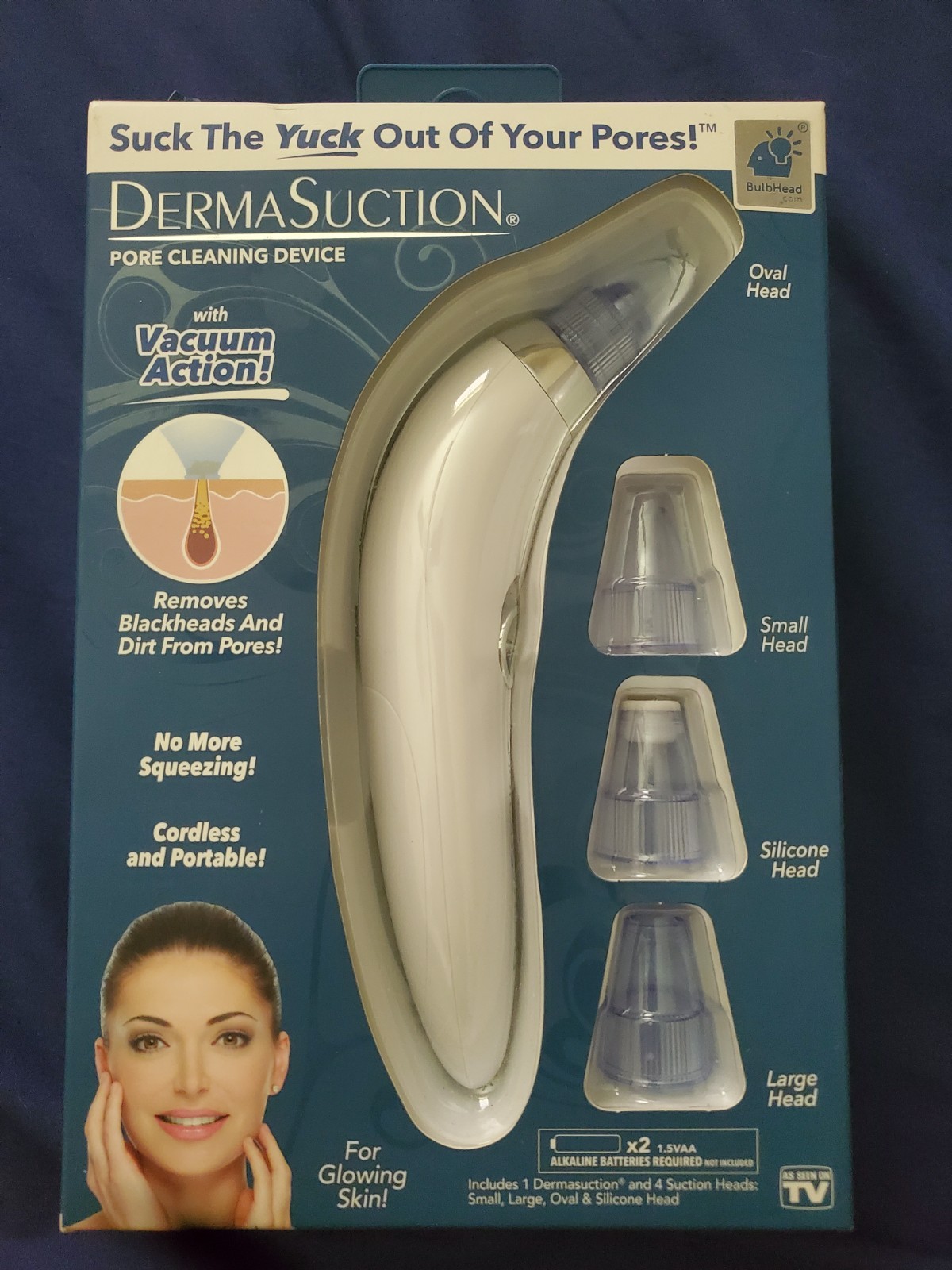 Derma Suction Vacuum Action Cordless Battery-Operated Pore Cleaning Device