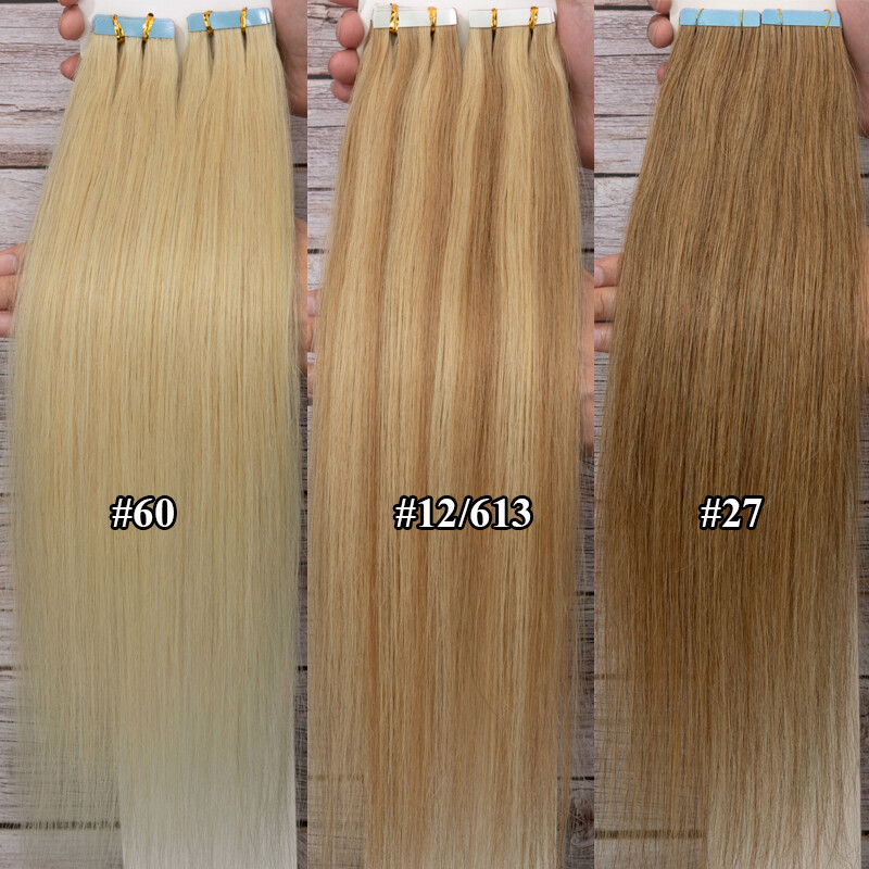 20pc Tape In 100% Real Human Hair Extensions Skin Weft Balayage 12″-24″ Straight