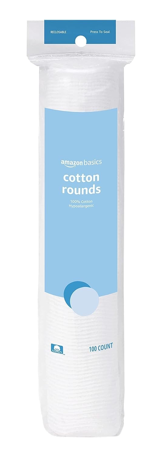 Amazon Basics Hypoallergenic Cotton Rounds for Makeup Removal and Skincare, 100