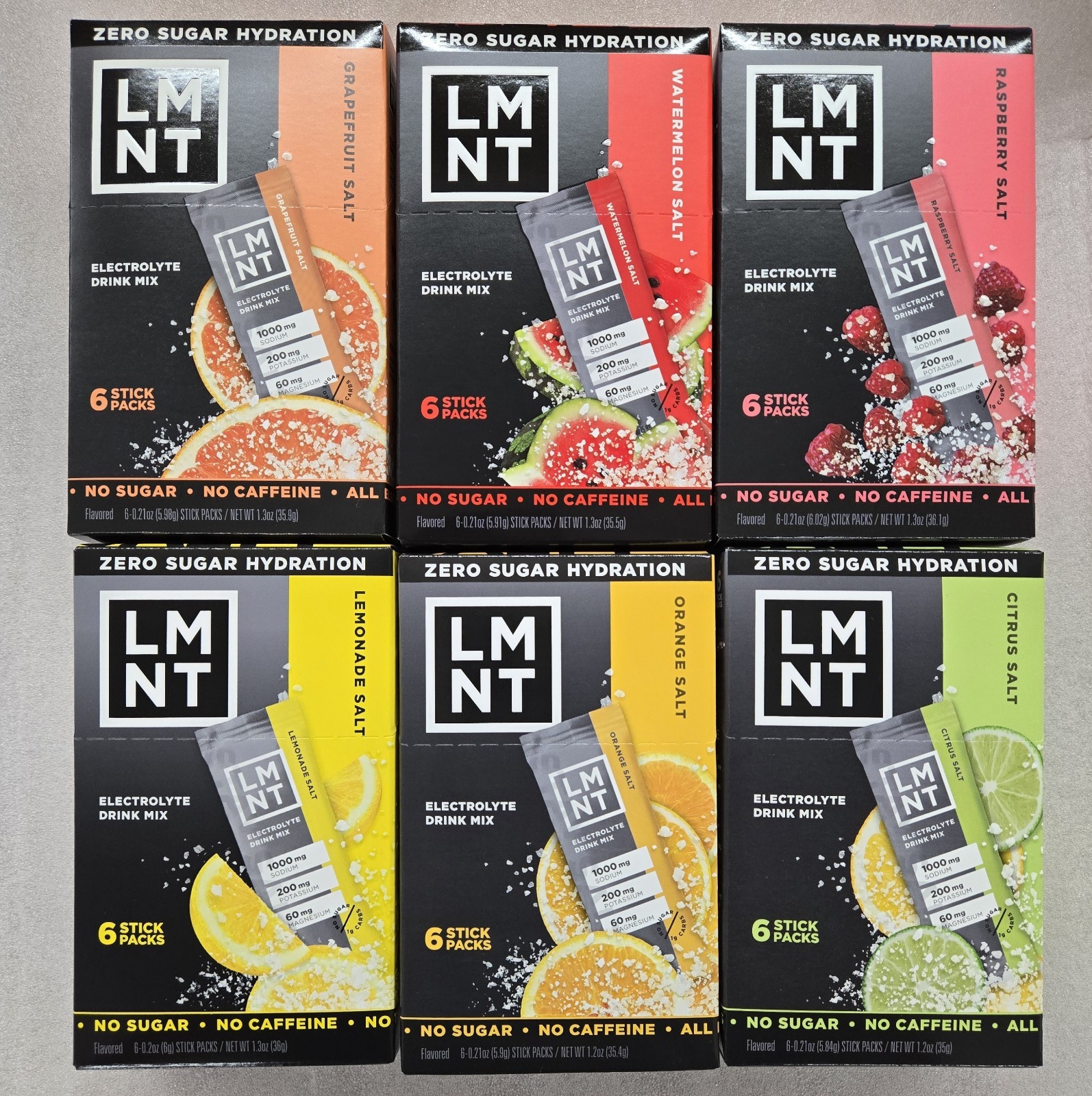 LMNT Zero-Sugar Electrolytes Drink Variety 36 Pack 6 Flavors Non-Caffeinated
