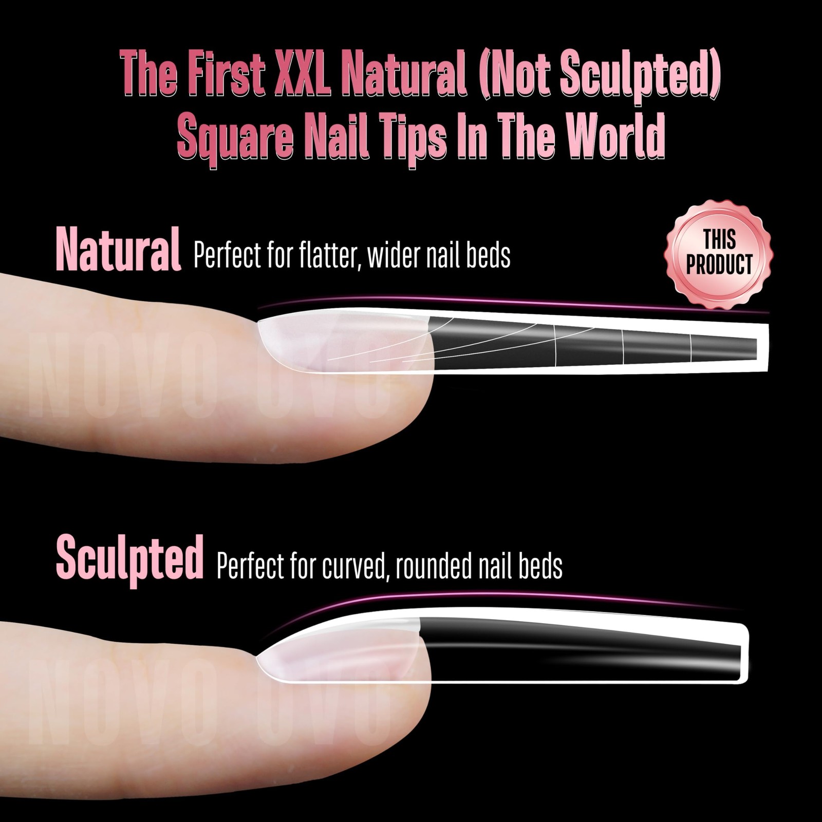 XXL Sharp Square Natural (not Sculpted) Nail Tip, Extra Thick False Nails Pre…