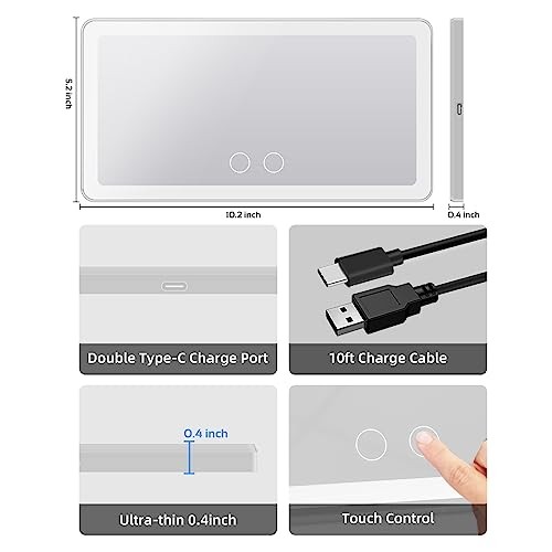 2PCS Car Sun Visor Vanity Mirror with 3 Light Modes & 80 LEDs, Frosted White