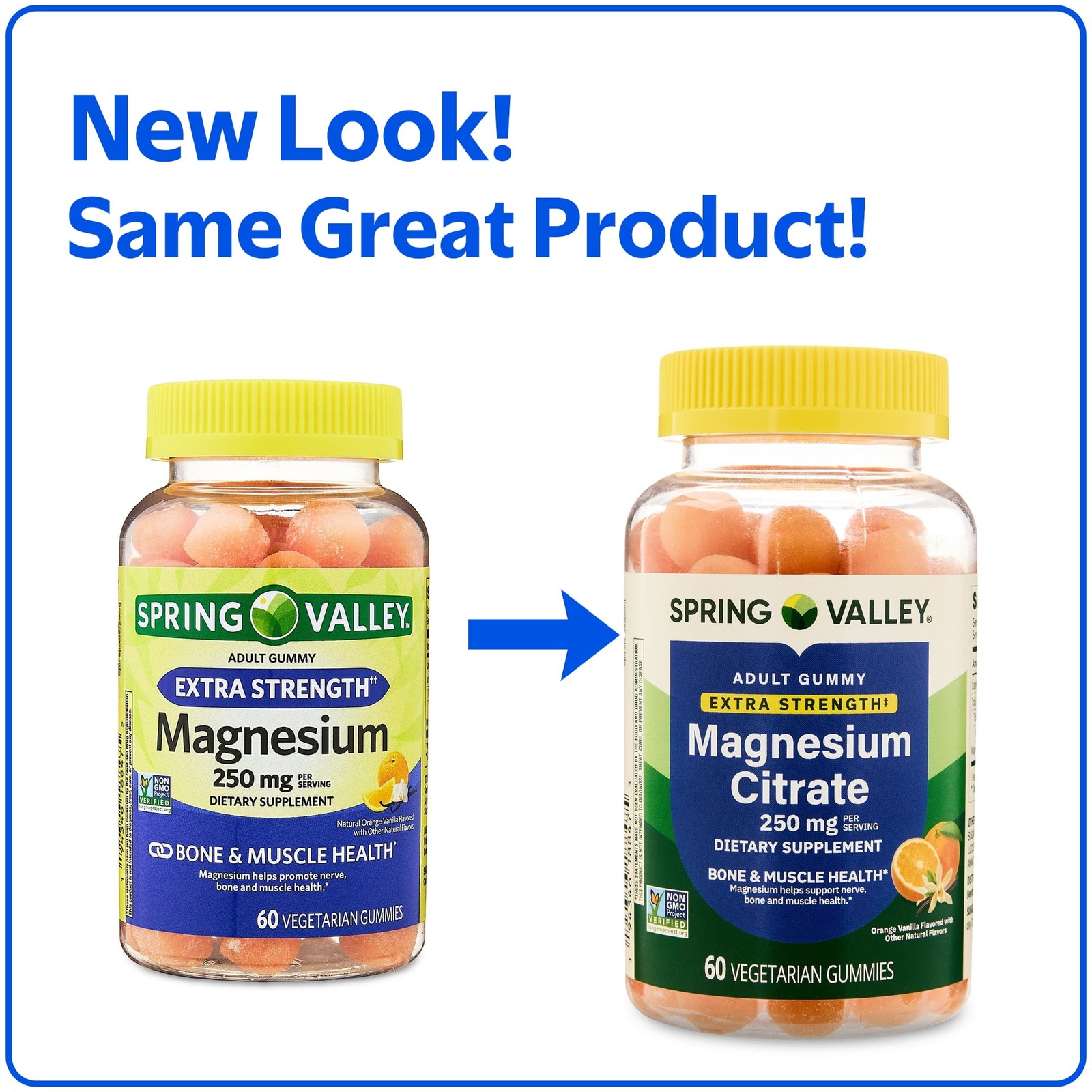 Extra Strength Magnesium Bone and Muscle Health Support Gummies, 250mg, 60 Count