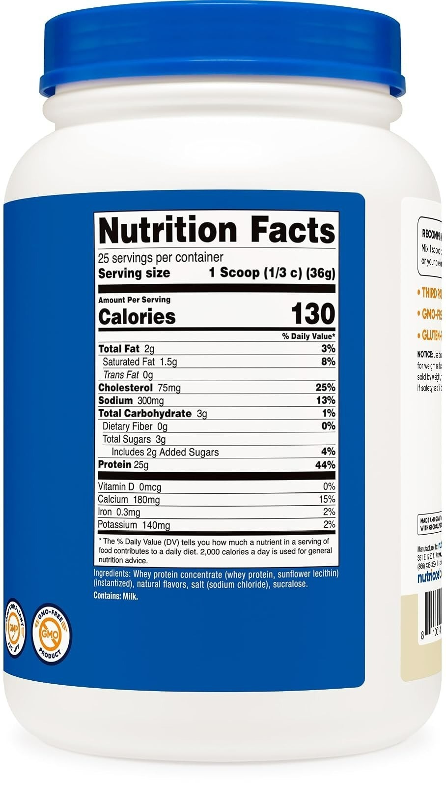 Nutricost Whey Protein Concentrate Vanilla 2lbs – 25g Protein per Serving