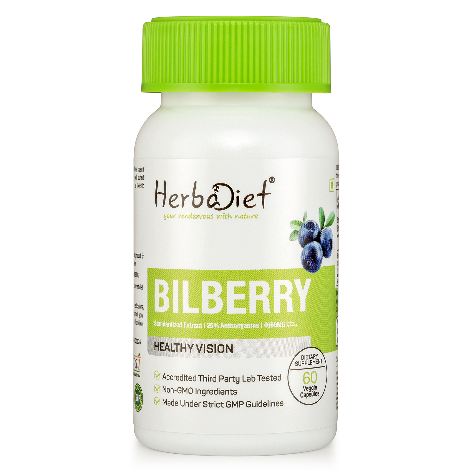 Bilberry Extract Capsules Anthocyanins Eye Vision Health Antioxidant Supplement