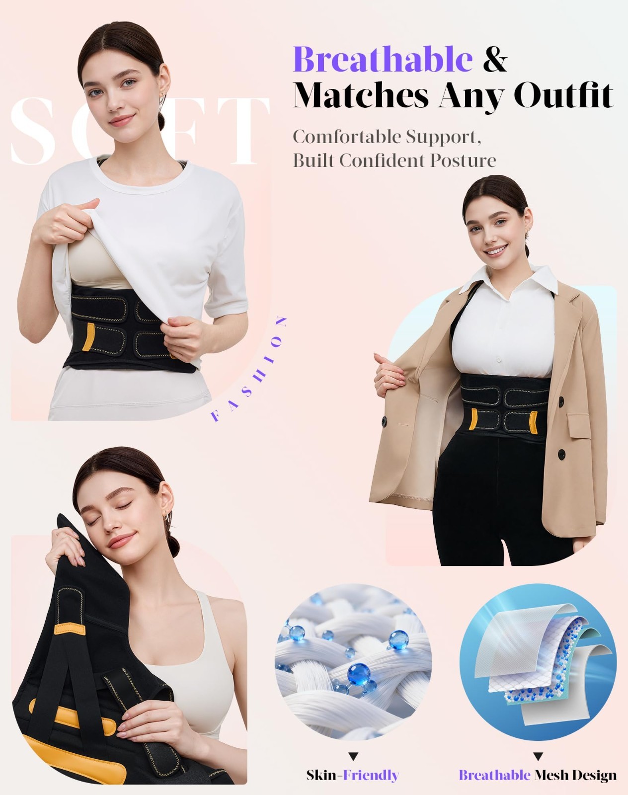 Adjustable Posture Corrector Brace for Men & Women, Back Support, Neck Pain Reli