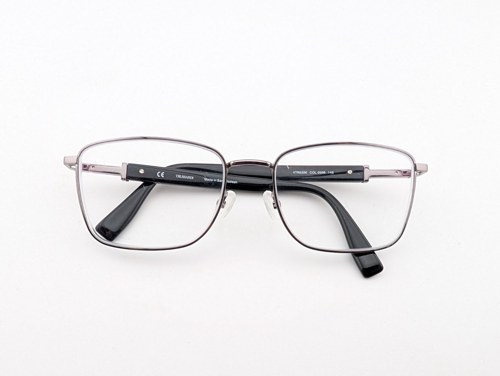 Trussardi Eyeglasses, Frames Only, Bangladesh, VR530K 0568, 56-18-145, Gunmetal