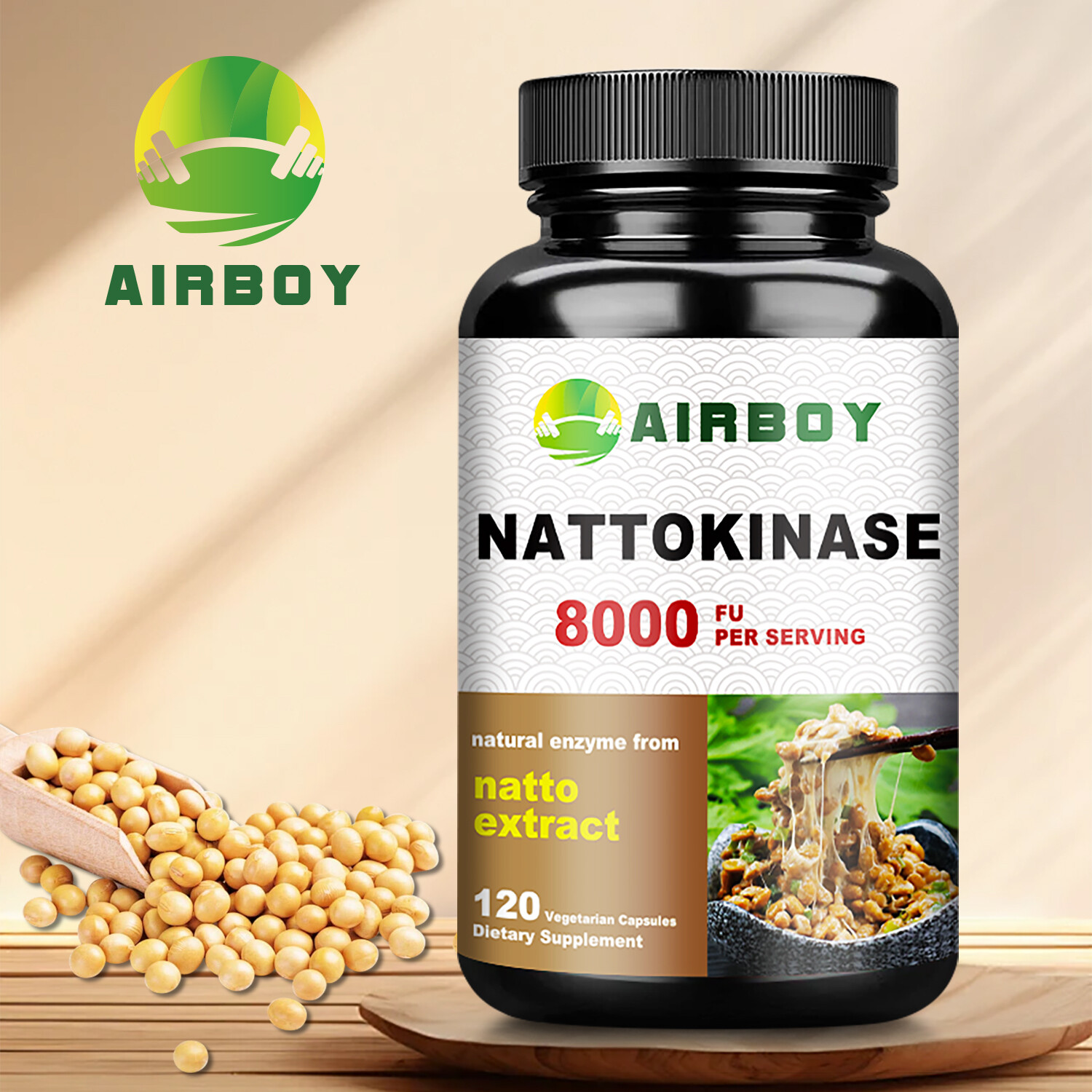 120pcs Nattokinase 8,000 FU – Heart & Cardiovascular Health, Blood Flow, Non-GMO