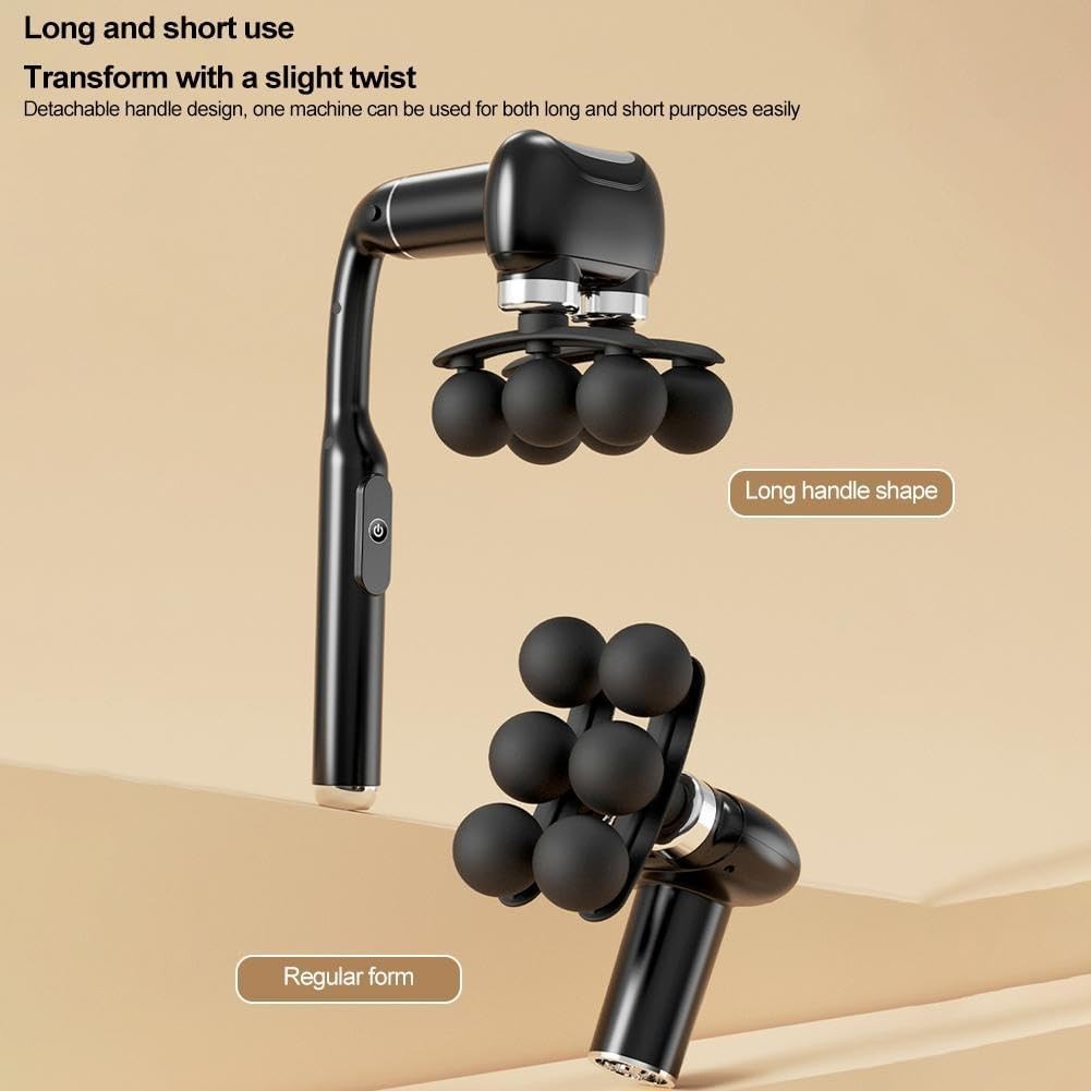 6 Head Massage Gun with Extension Handle, 12MM Massage Gun Deep Tissue, Back