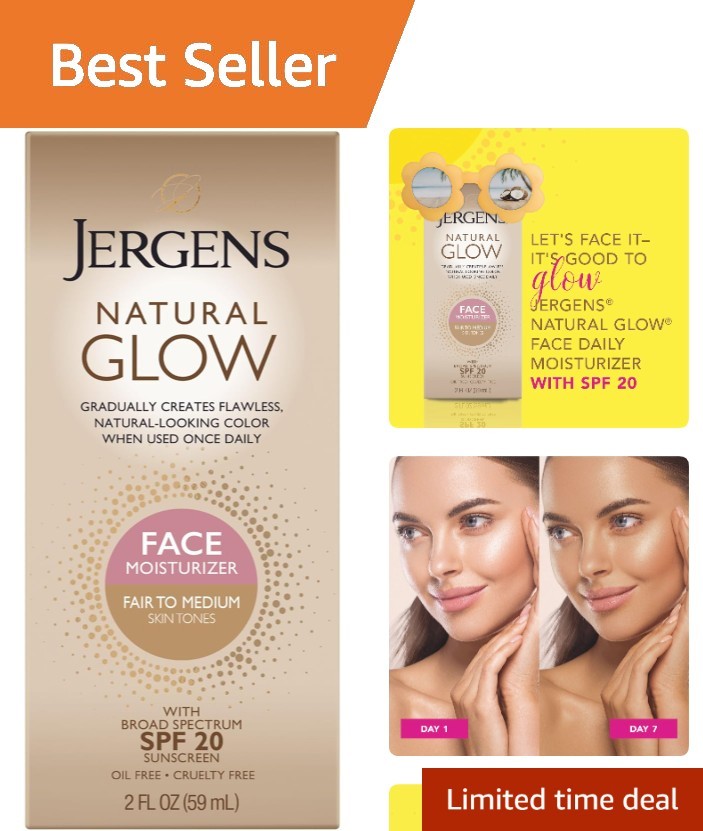 Oil-Free Natural Glow Face Moisturizer 2 Fl Oz – Gradual Tanning & UV Protection