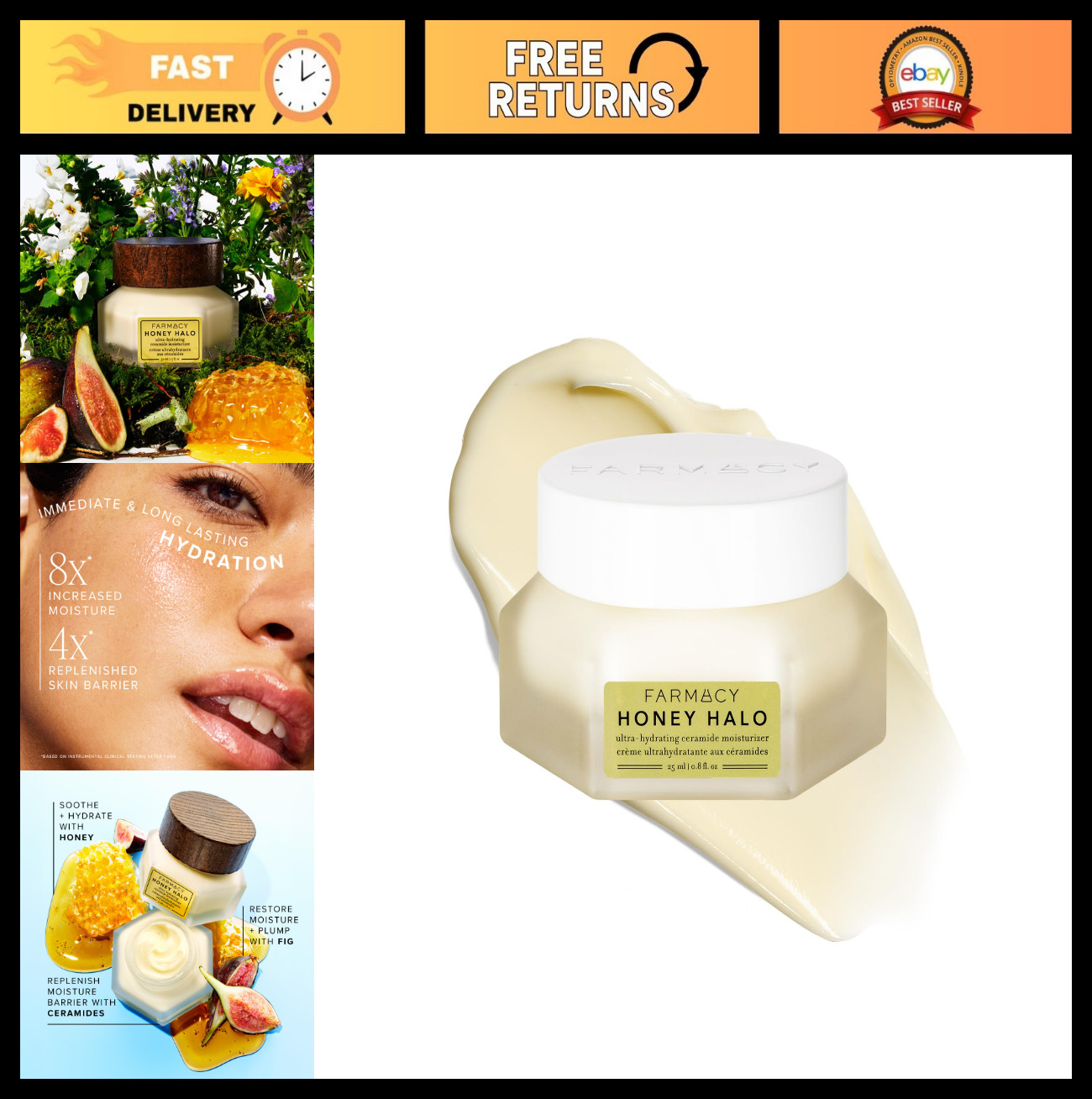 Hydrating Ceramide Face Moisturizer for Dry Skin – Plumps, Soothes & Restores Gl
