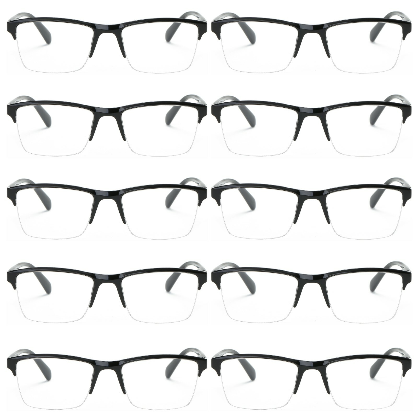10 Packs Men Women Unisex Square Half Frame Reading Glasses Spring Hinge Readers