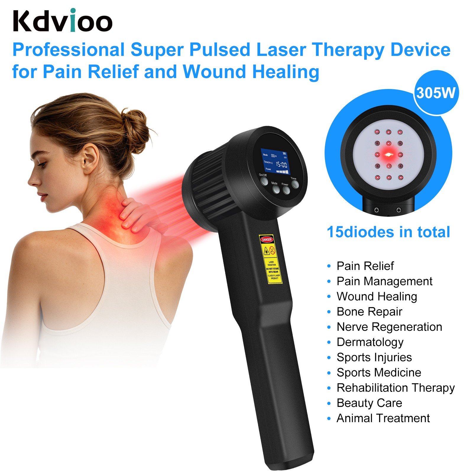 305W Super Pulsed Laser Therapy Device 905nm 808nm 660nm for Shoulder Neck Pain