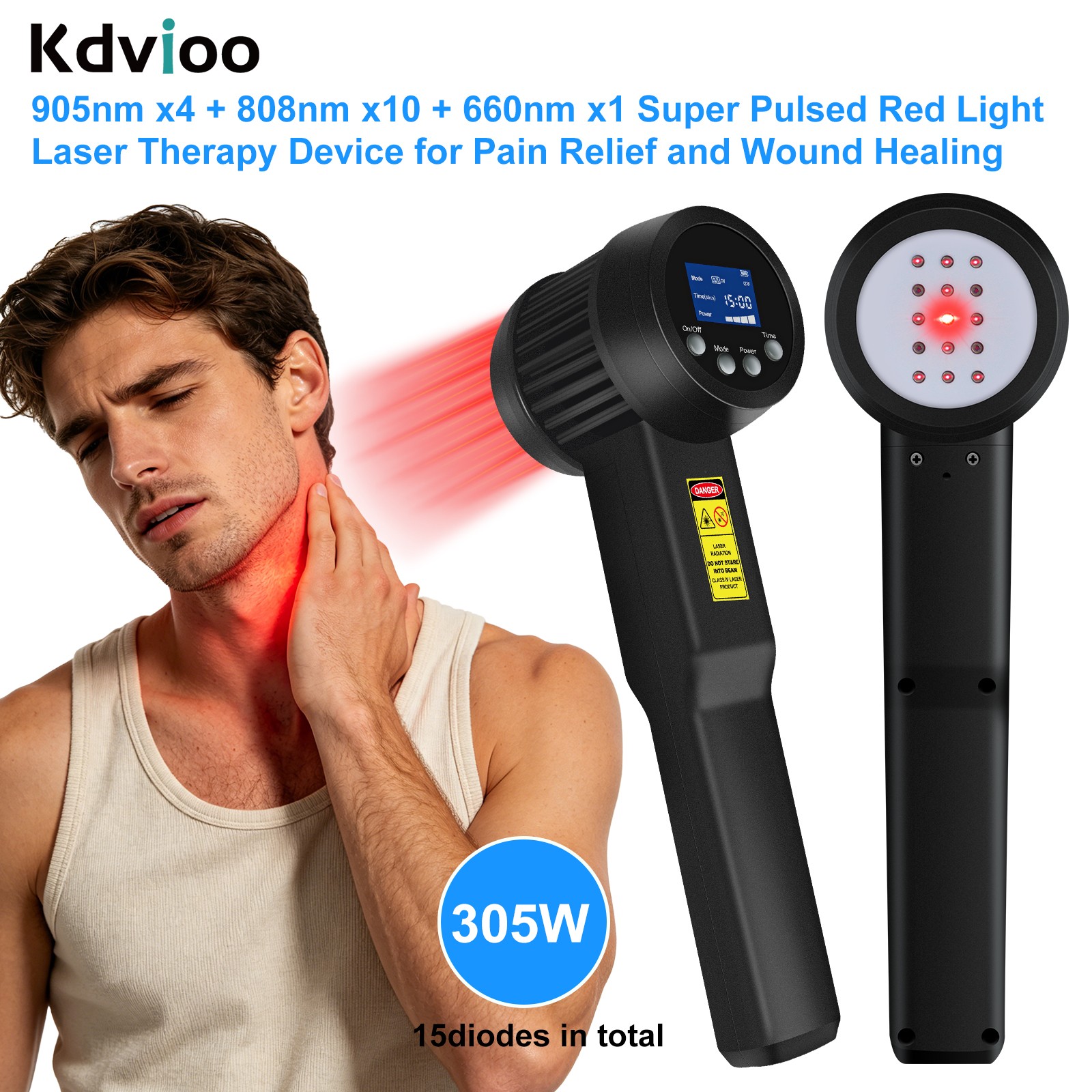 305W LLLT Laser Therapy 660/808/905nm for Body Pain Osteoarthritis Humans & Pet