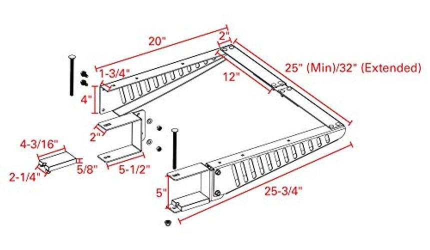 QP-BMCSA RV Bumper-Mounted Cargo Support Arms Includes Adjustable Support Arm