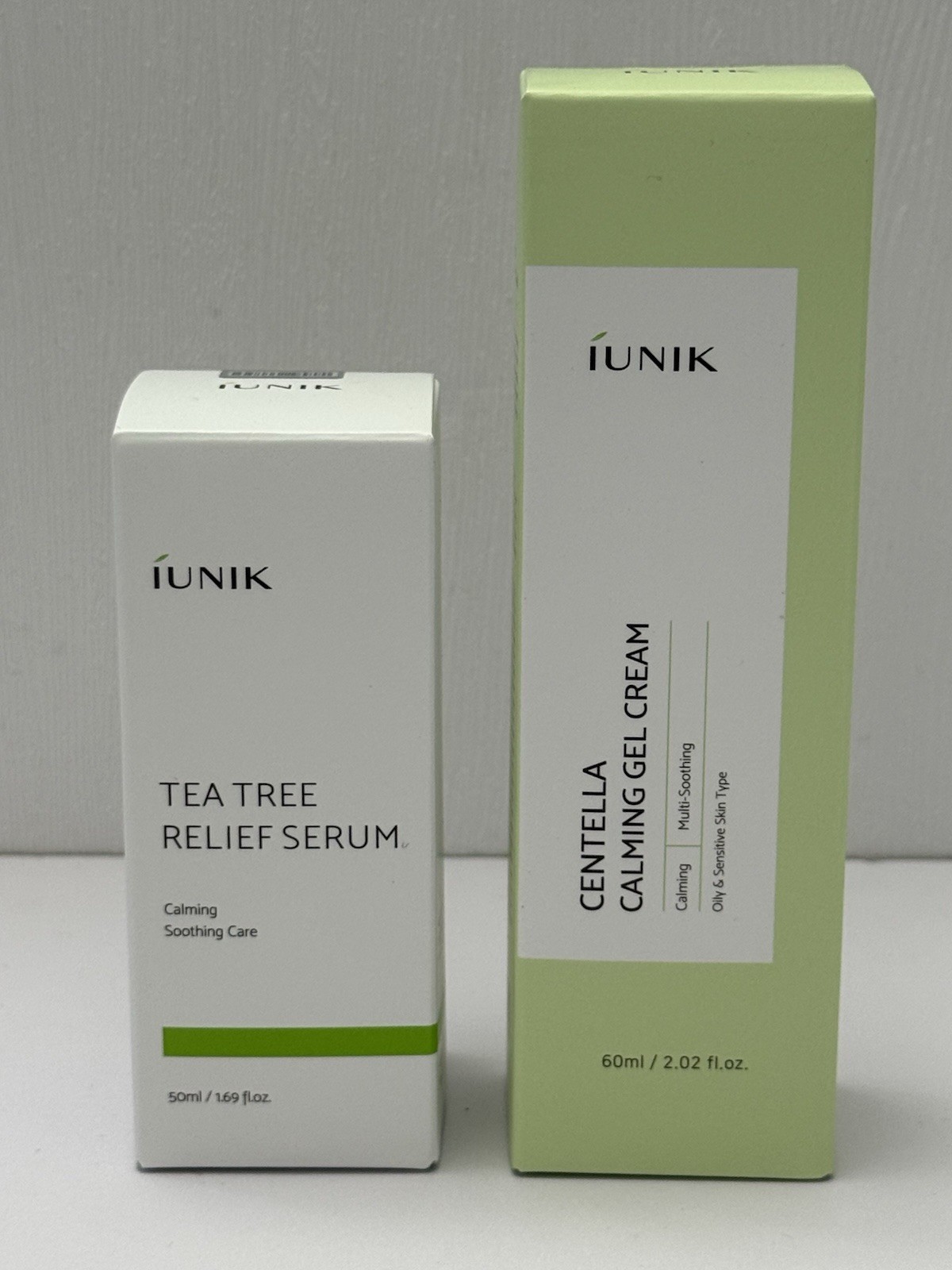 IUNIK Calming Hydration DuoITea Tree Relief Serum & Centella Gel Cream exp 03/28