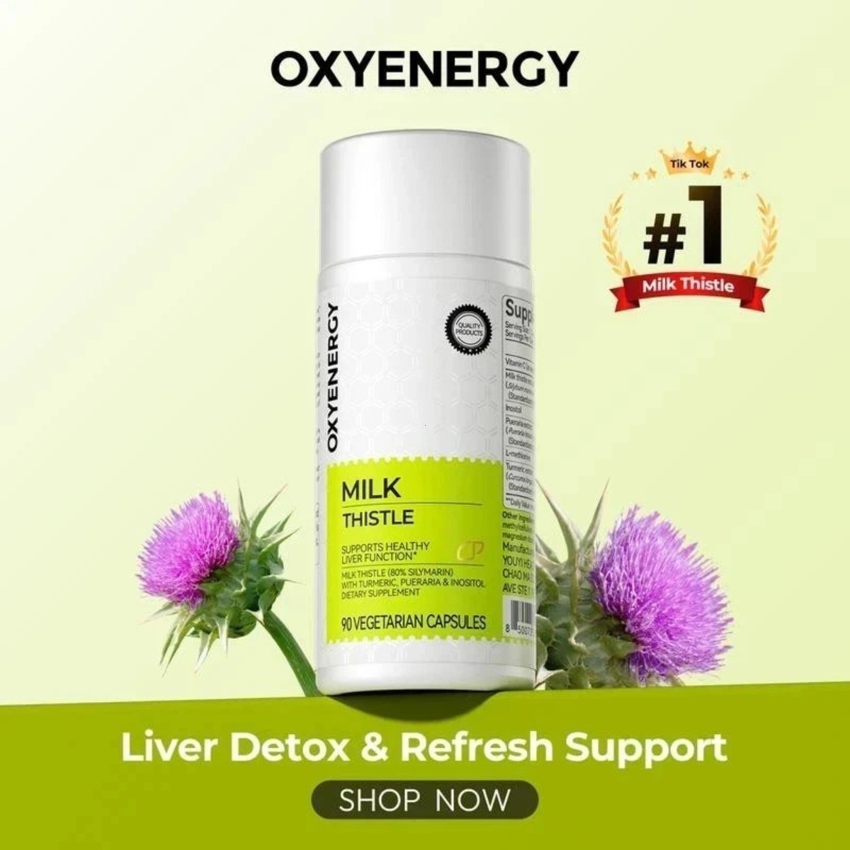 Oxyenergy Milk Thistle Liver Detox & Colon Cleanse,Natural Liver Health,new