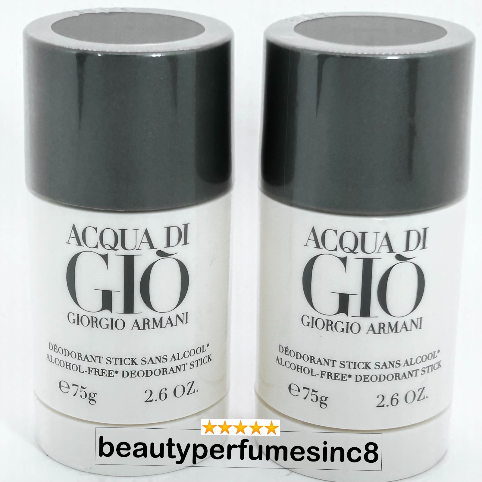 Lot of 2 – Acqua Di GIO by Giorgio Armani Men 2.6 oz 75 g Alcohol-Free Deodorant