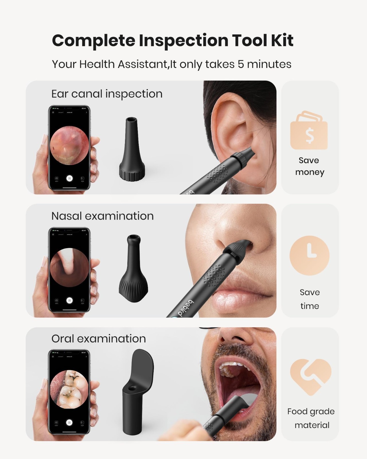 Ear Wax Removal Tool with 1080P Camera & LED Light – Spade Cleaner & Tips