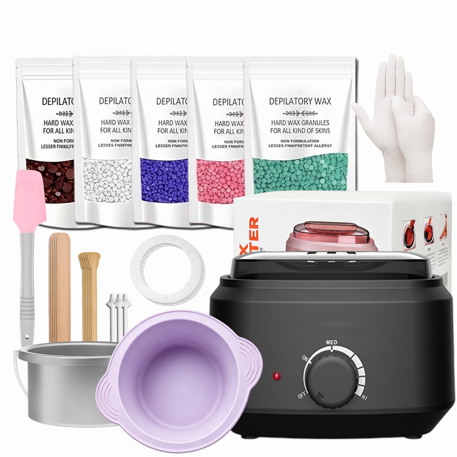 Wax Heater Warmer Hair Removal 500G Beans Depilatory Waxing Kit Extra Gel Pot