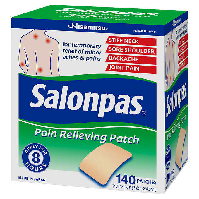 Salonpas Pain Relieving Patch, 140 Patches for Minor Aches, Pains Muscles Joints