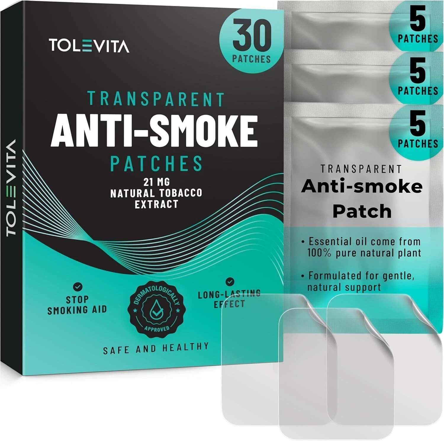 TOLEVITA Anti- Smoke Herbal Patches Transparent 21 mg | Quit Smoking Patches …