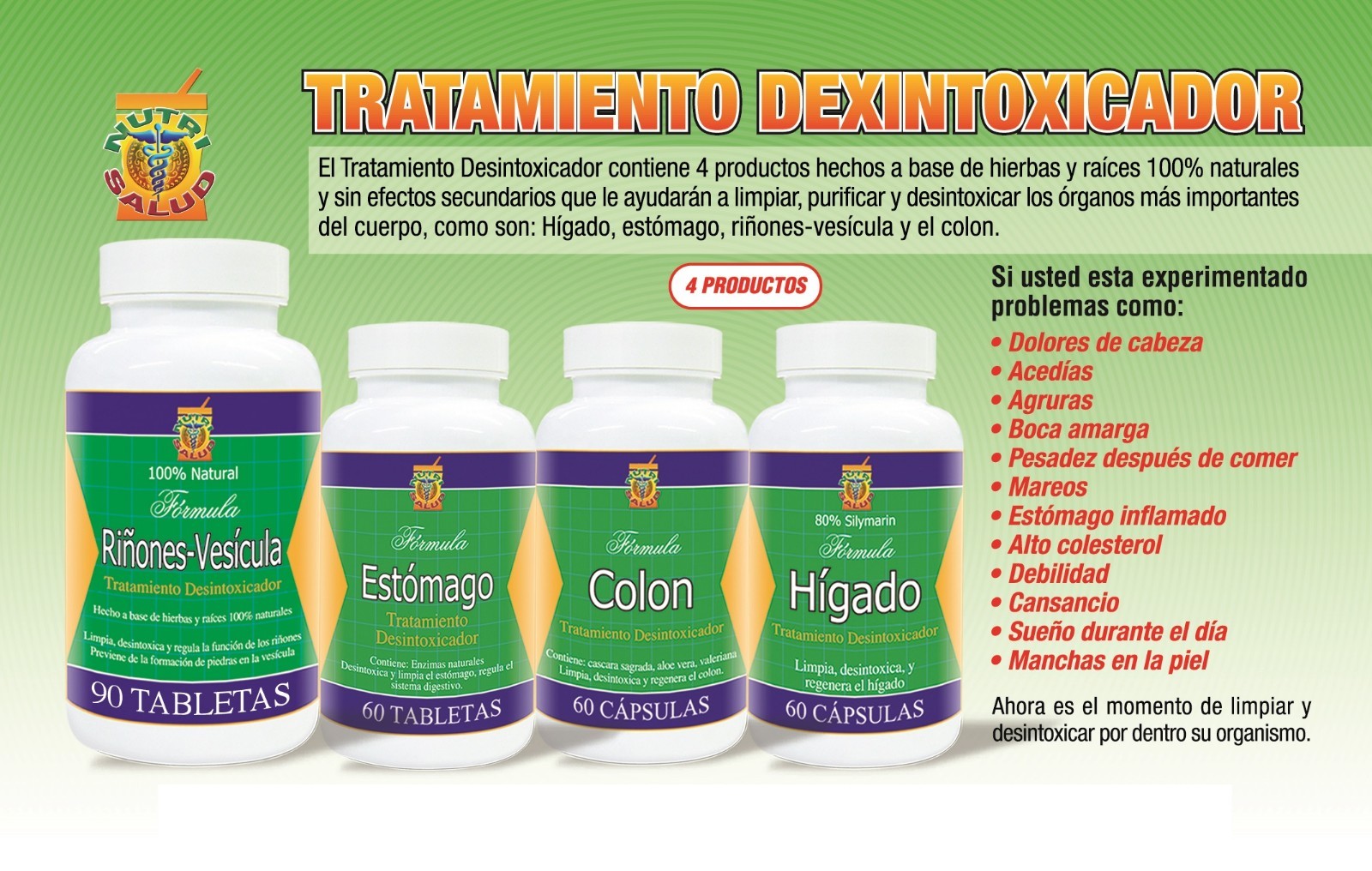 Desintoxicador Detox Program 4 productos limpieza colon,higado,rinones,estomago