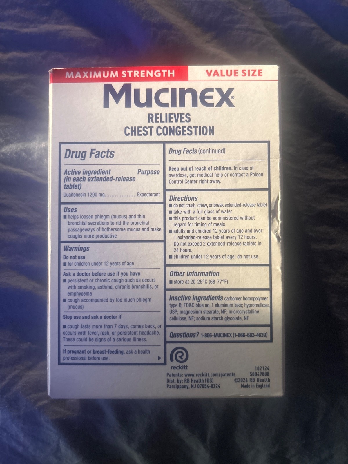 Mucinex Guaifenesin 1200 mg Expectorant Extended Release Tablets