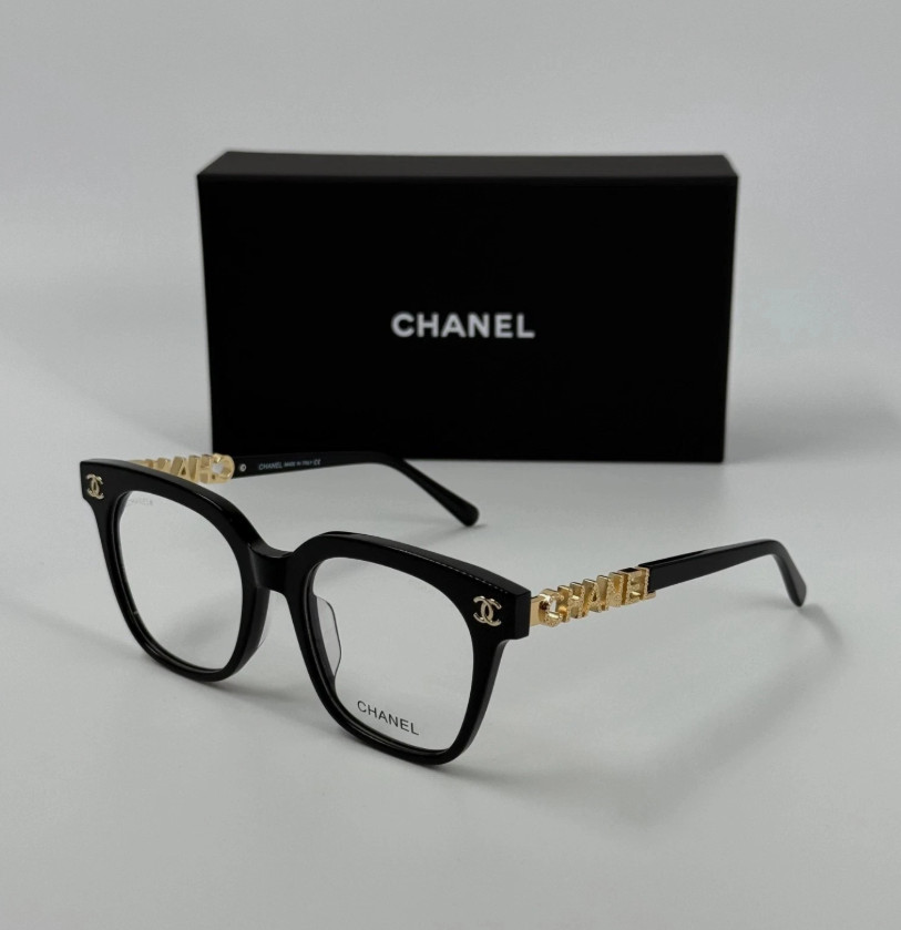 HOT CHANEL CH0748 Black Acetate & Gold Chanel Logo Eyeglasses Frames