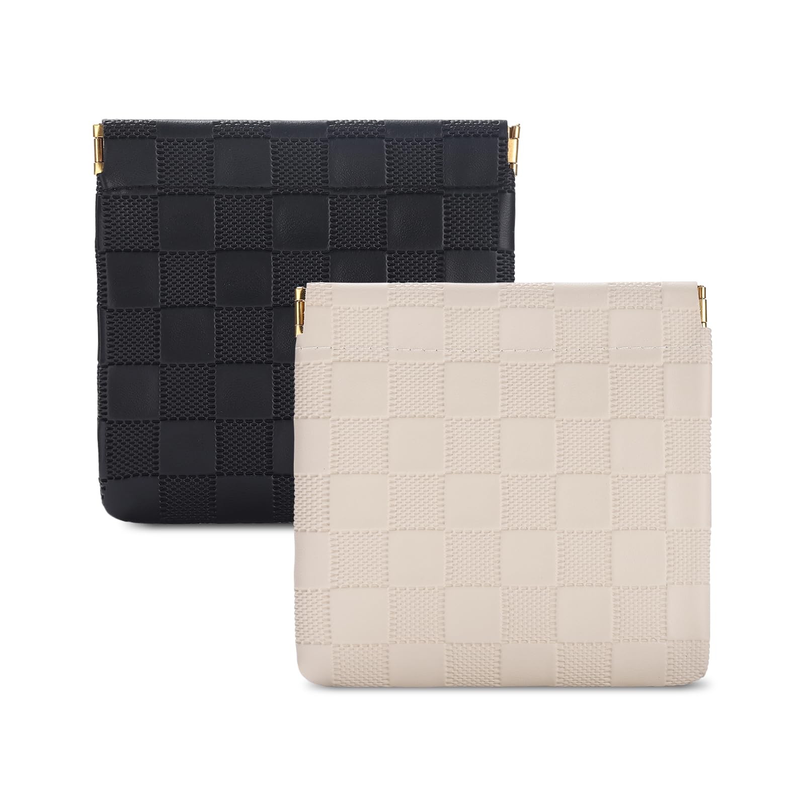Sightor 2PCS Small Makeup Bag for 4.53″ x 4.72″ (11.5*12cm), Black, Beige