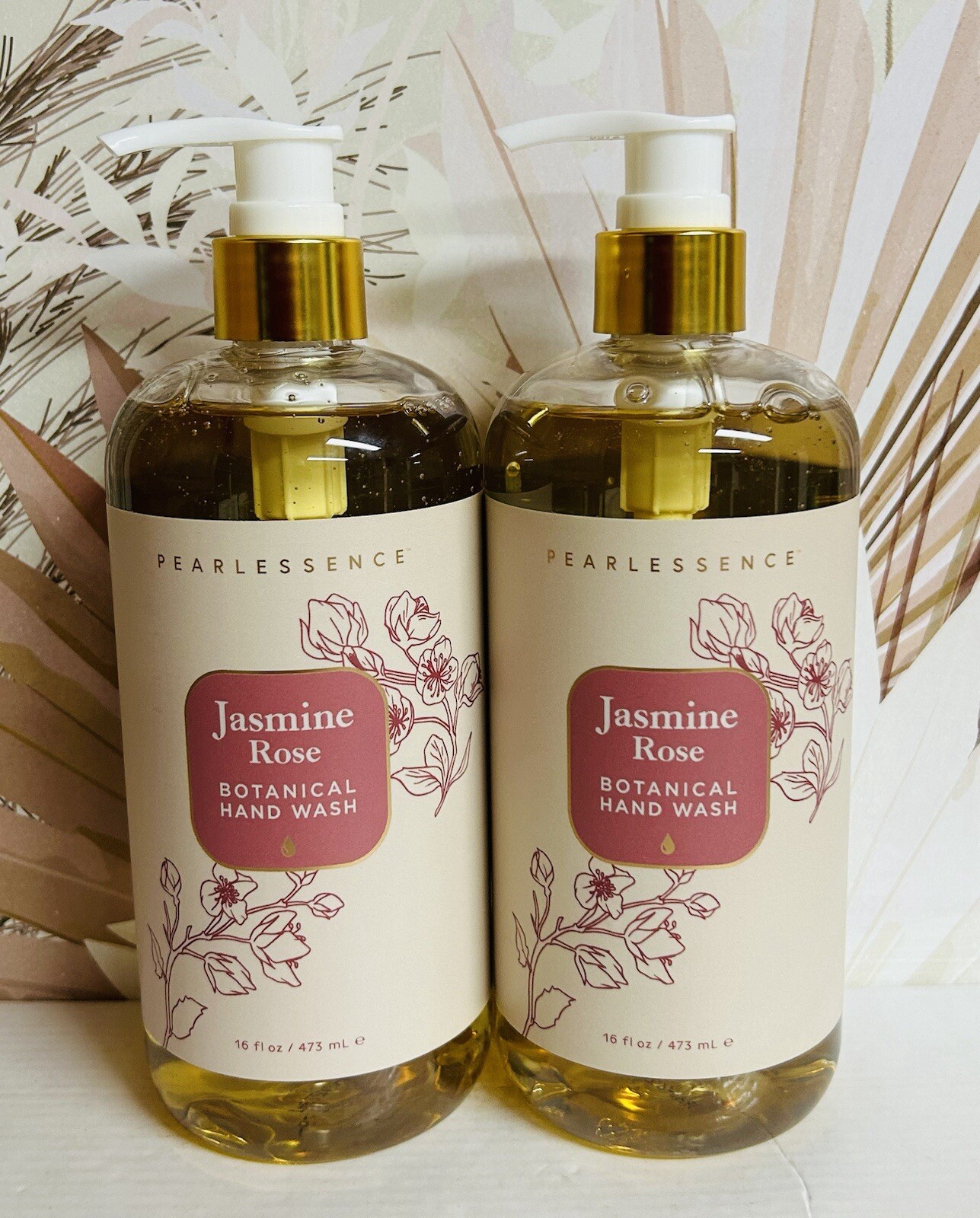2-Pack Pearlessence ~ Jasmine & Rose Botanical Hand Wash with Coconut Oil 16 oz
