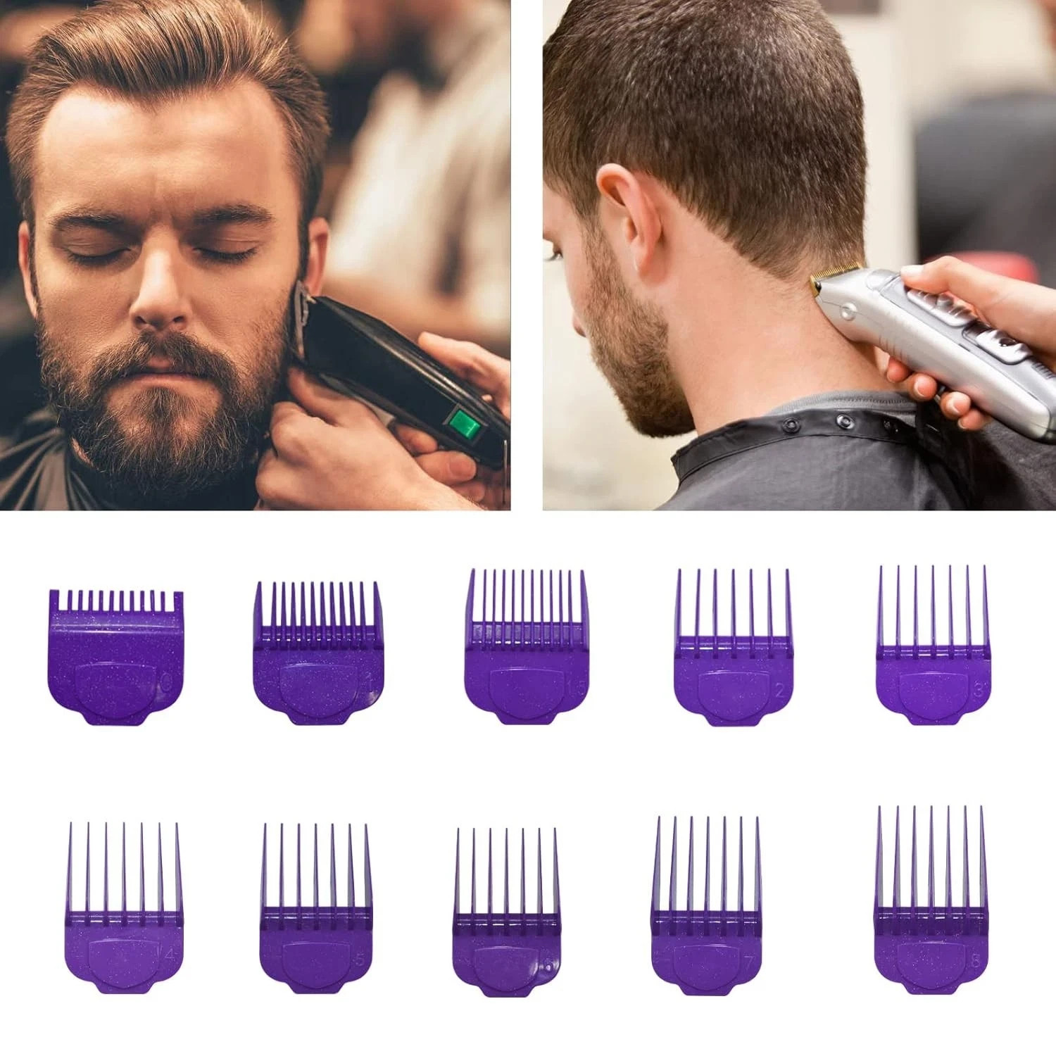 10Pcs Magnetic Clipper Guards Guide Comb for Andis Master Hair Clippers Purple