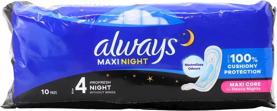 5x Always Maxi Night Pads 10 Sanitary Towels size 4 Choose Pack of 5 FREE POST