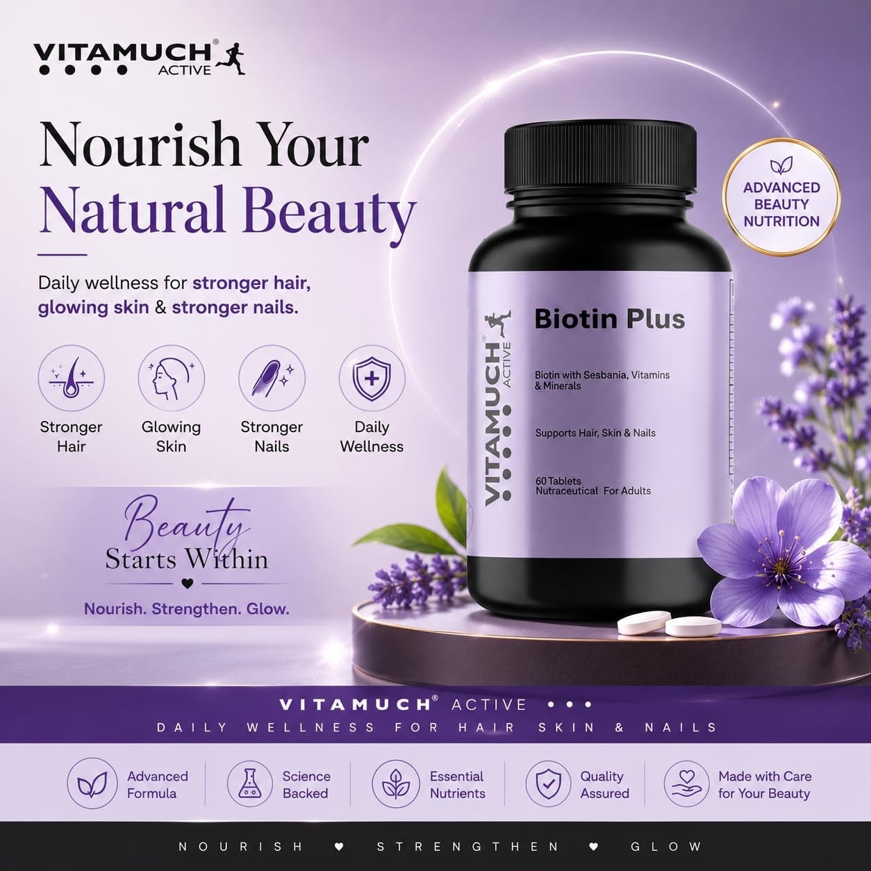 Vita.much Biotin Plus 60 Tablets Pack of 3 Hair Support