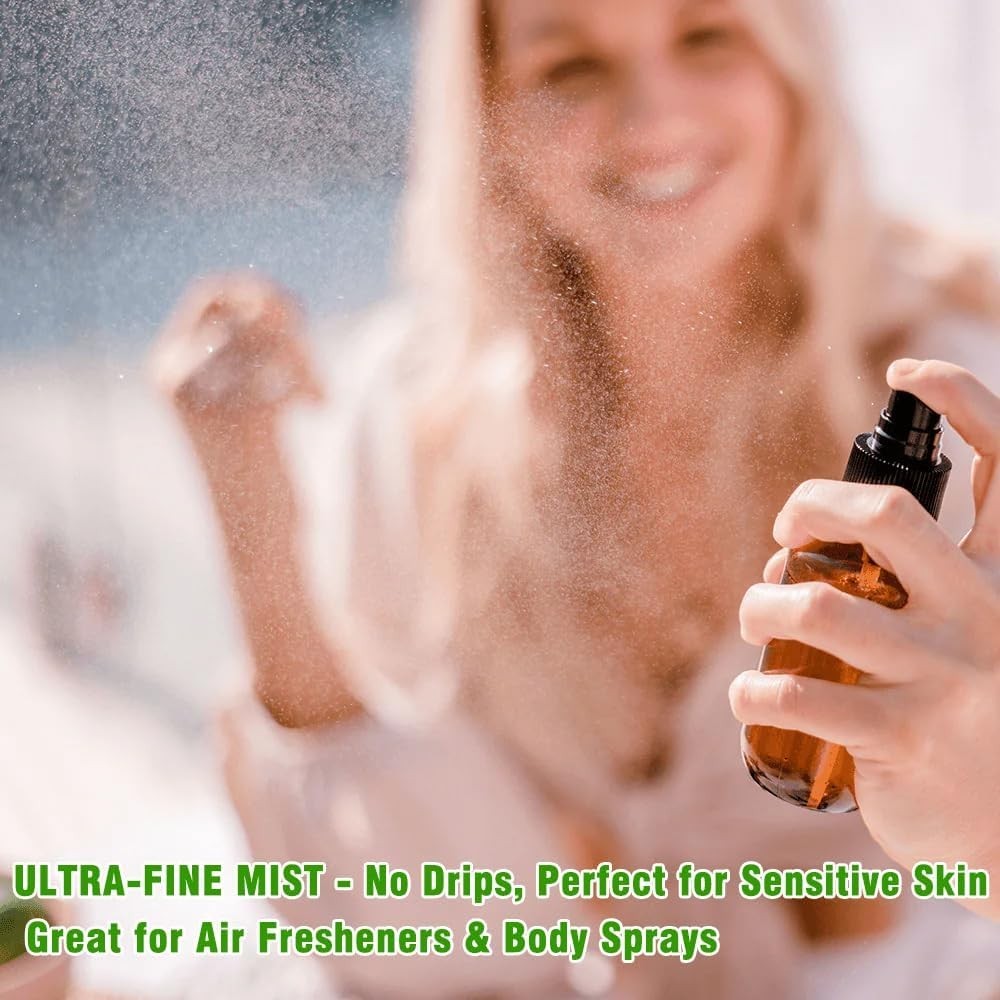 Versatile 2oz Amber Spray Bottles – Fine Mist Design with Labels & Accessories