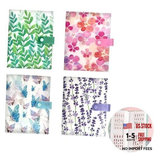 4 PCS Nail Art Sticker Storage Book, Transparent Artistic Decals Plants