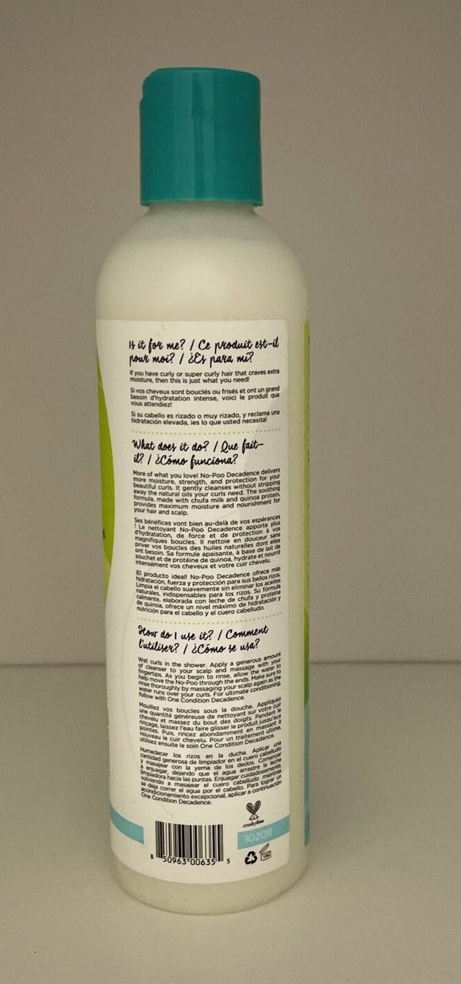 DEVACURL NO-POO DECADENCE ZERO LATHER ULTRA 8 oz MILK CLEANSER MOISTURE
