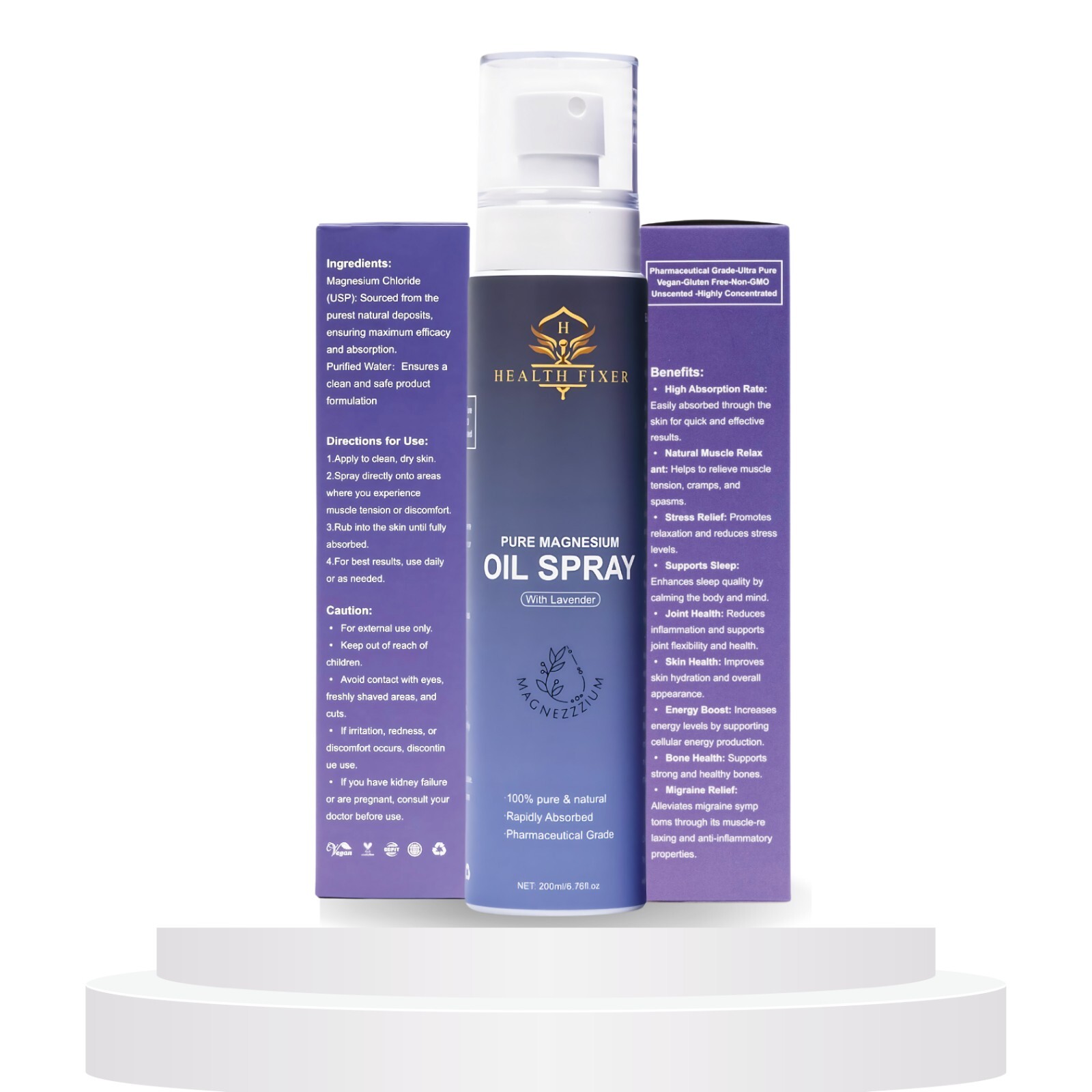 Health fixer Pure Magnesium Oil spray 6.76 oz 200 ml ,lavender
