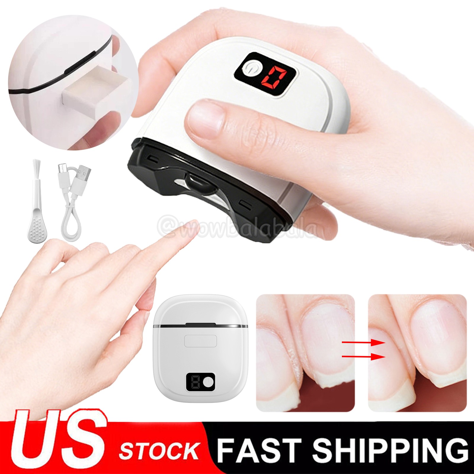 Automatic Electric Toe Nail Clippers Nail Trimmer USB Rechargeable w/ LED Light