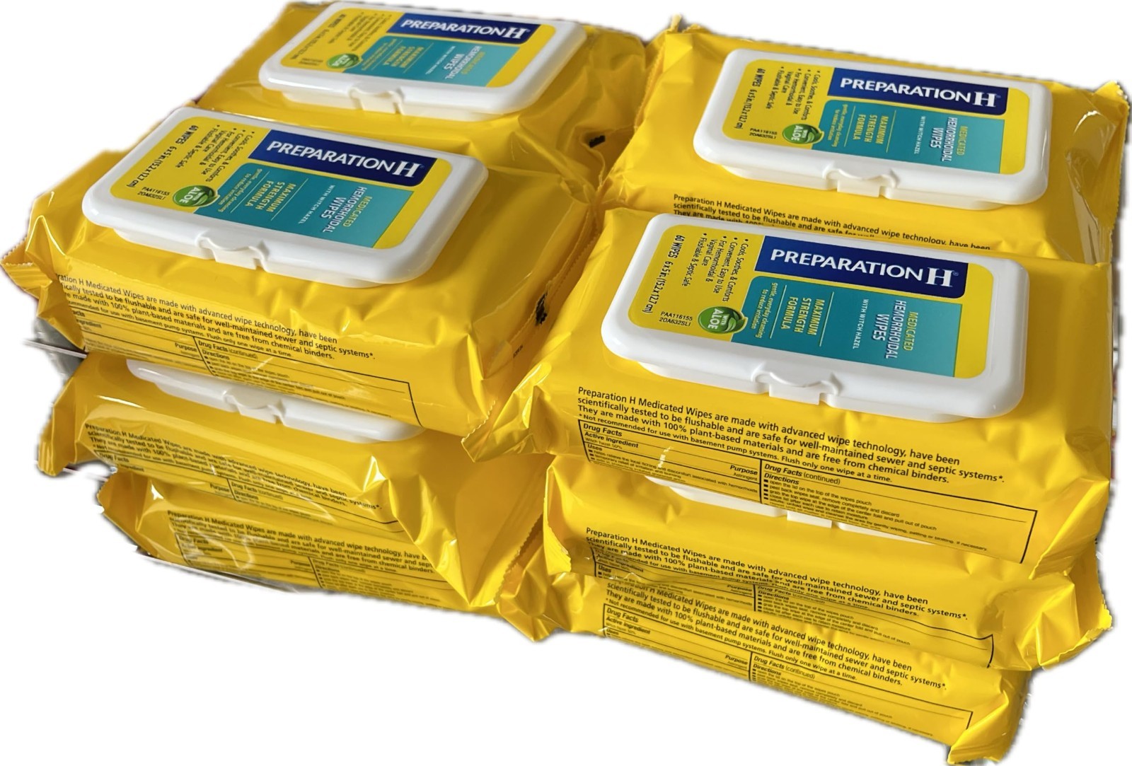720 (12 x60ct) Preparation H Flushable Medicated Hemorrhoid Wipes EXP 1/2028