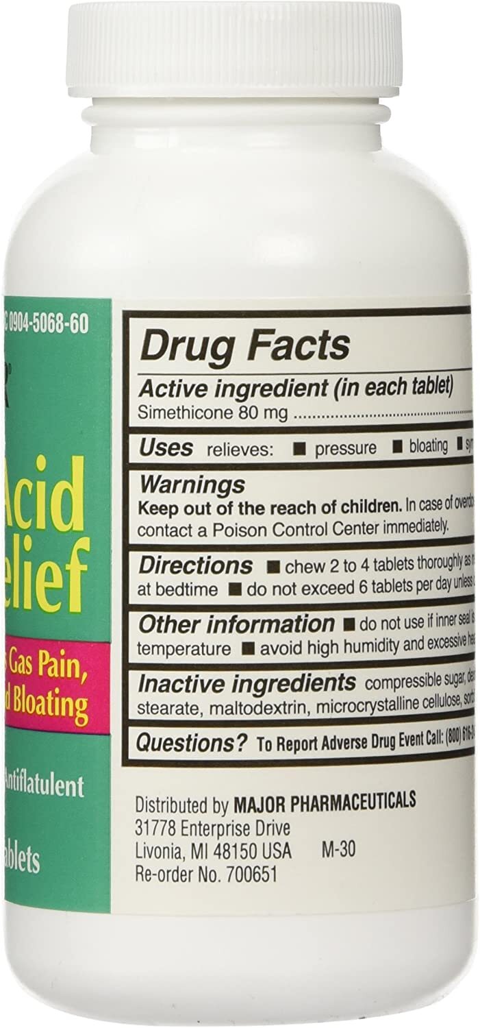 Major Mi-Acid Gas 80 mg Chew 100 Tabs