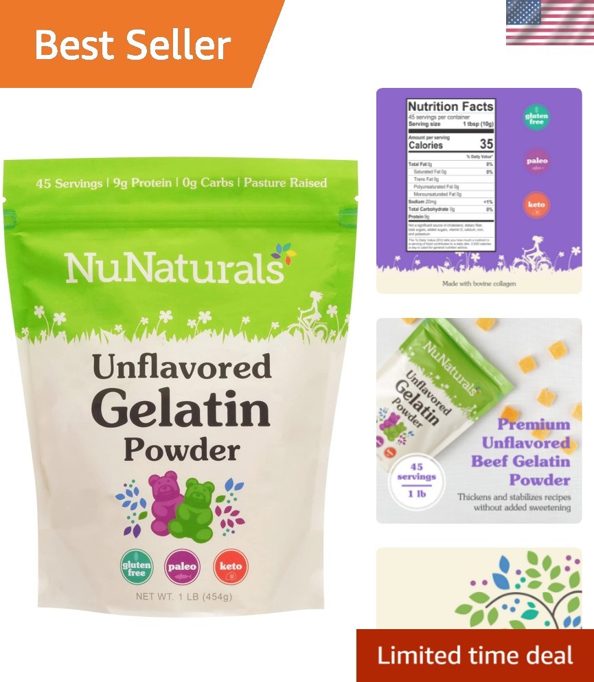 Sustainably Sourced Unflavored Beef Gelatin Powder – 1 lb for Versatile Recipes