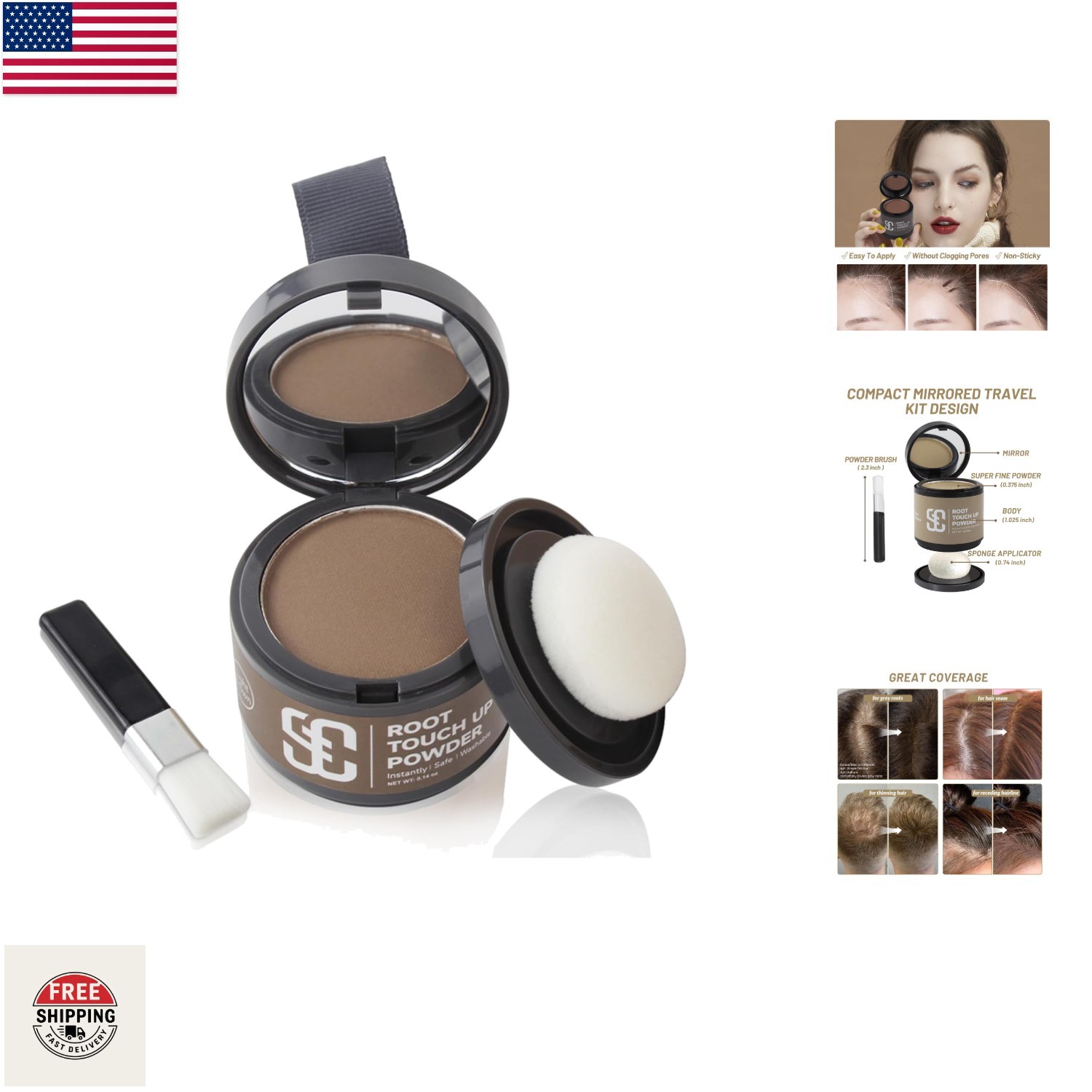 Thinning Hair Solution: Light Brown Root Cover-Up Powder for Instant Confidence