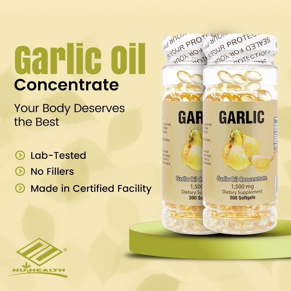 4X NuHealth Garlic Oil Concentrate, 1500mg 1200 Softgels, FRESH, Made In USA