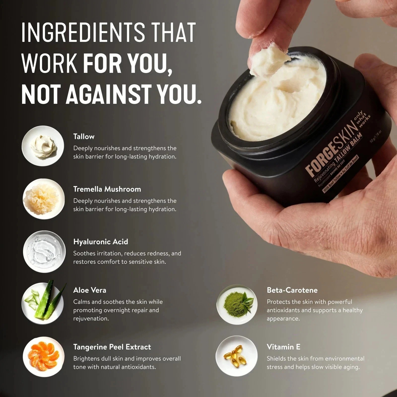Forge Skin Men’s Beef Tallow Face Balm Cream New Formula FREE Same Day Shipping