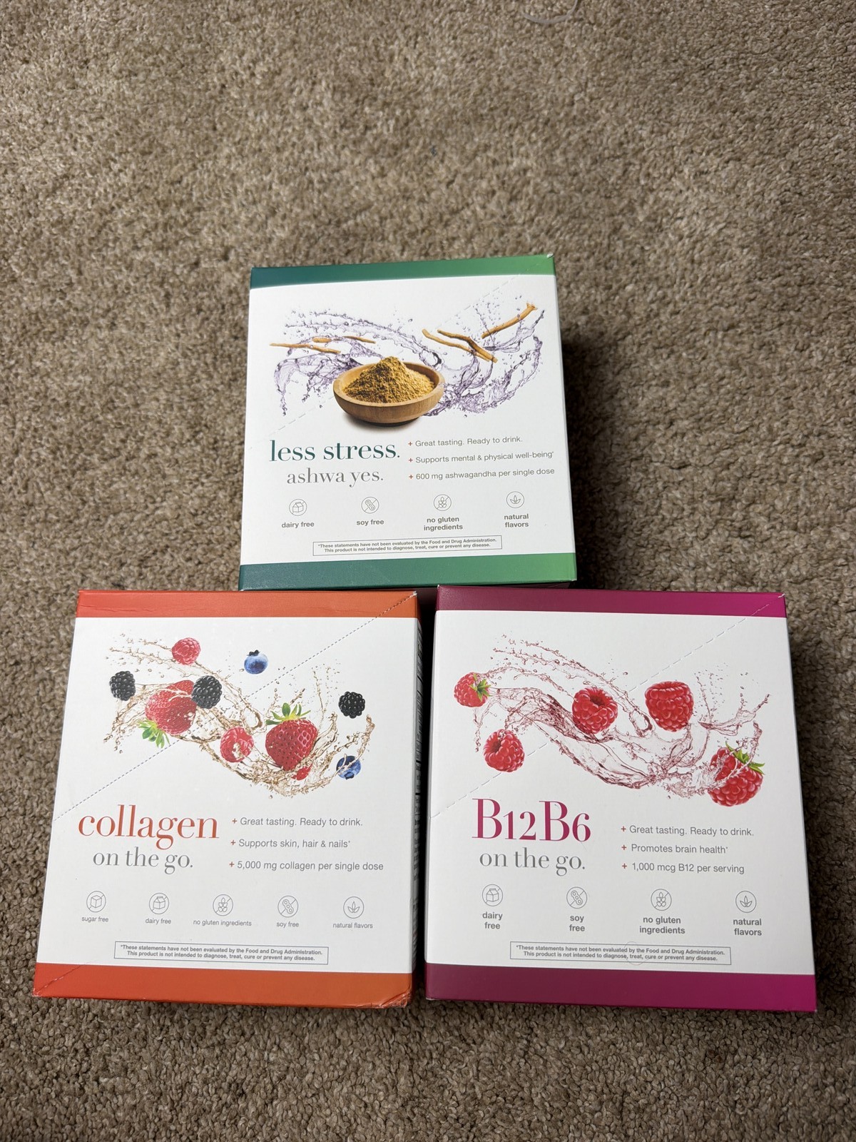 Youtheory Liquid Wellness Bundle 3 Pack Ashwagandha B12 B6 Collagen Exp 1/2027