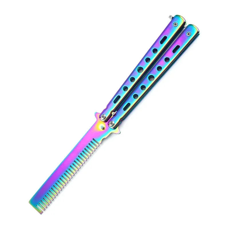 Butterfly Style Folding Comb Stainless Steel Hair Beard Styling Practice Tool