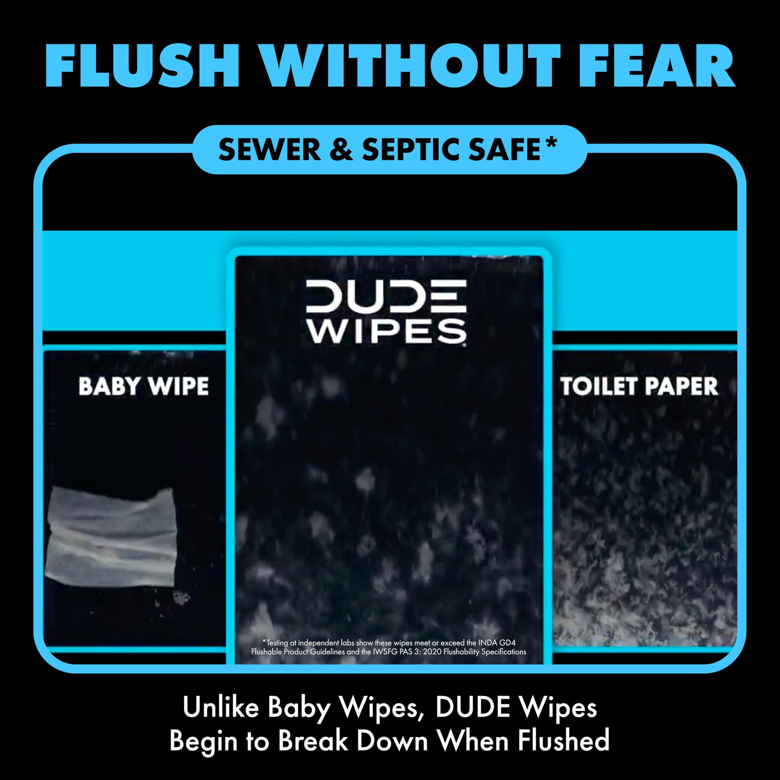 DUDE Wipes Unscented Flushable Wipes Extra Large Adult Wet Wipes for Sensitive