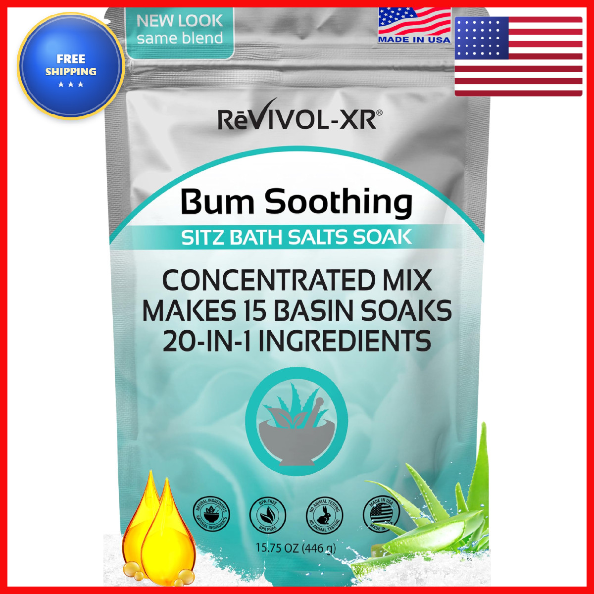 Revivol-Xr Sitz Bath For Hemorrhoids Soothing 20-In-1 Salts Mix E Oils 15 Soaks